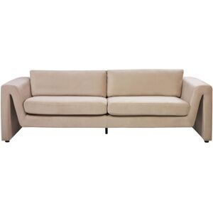 Beliani MAUNU Beige Velvet 3 Seater Sofa Beliani MAUNU Beige Velvet 3 Seater Sofa