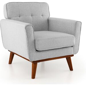 Costway - Modern Accent Chair Upholstered Linen Fabric Armchair w/ Removable Padded Seat Cushion Costway - Modern Accent Chair Upholstered Linen Fabric Armchair w/ Removable Padded Seat Cushion