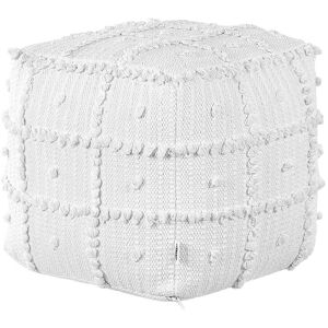 Beliani White Cotton Square Ottoman - Pouffe, 40 x 40 x 40 cm Beliani White Cotton Square Ottoman - Pouffe, 40 x 40 x 40 cm