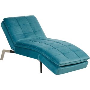 Beliani Chaise Lounge Teal Velvet Tufted Adjustable Back and Legs Modern Glam - Chaise Lounge Beliani Chaise Lounge Teal Velvet Tufted Adjustable Back and Legs Modern Glam - Chaise Lounge