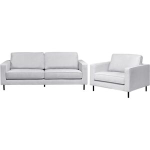 BELIANI Modern Fabric Sofa Set 3 Seater Armchair Metal Legs Light Grey Savalen BELIANI Modern Fabric Sofa Set 3 Seater Armchair Metal Legs Light Grey Savalen