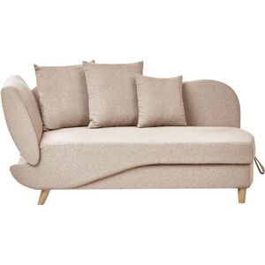 BELIANI Left-Hand Chaise Lounge MERI Faux Linen Light Brown with Storage BELIANI Left-Hand Chaise Lounge MERI Faux Linen Light Brown with Storage
