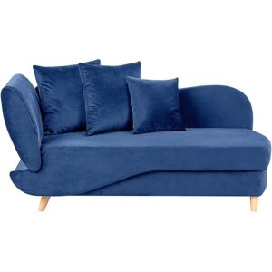 BELIANI Left-Hand Chaise Lounge MERI Velvet Navy Blue with Storage BELIANI Left-Hand Chaise Lounge MERI Velvet Navy Blue with Storage