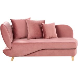Beliani Pink Velvet Left Hand Chaise Lounge - Living Room Seating Beliani Pink Velvet Left Hand Chaise Lounge - Living Room Seating