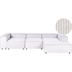 BELIANI Modular Corner Sofa 4 Seater ARDAL Corduroy Off-White Left Hand BELIANI Modular Corner Sofa 4 Seater ARDAL Corduroy Off-White Left Hand