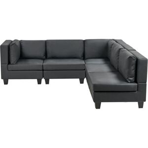 BELIANI Modular Corner Sofa 5 Seater UNSTAD Faux Leather Black Left Hand BELIANI Modular Corner Sofa 5 Seater UNSTAD Faux Leather Black Left Hand