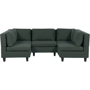 BELIANI Modular U-Shape Sofa 5 Seater UNSTAD Fabric Dark Green BELIANI Modular U-Shape Sofa 5 Seater UNSTAD Fabric Dark Green