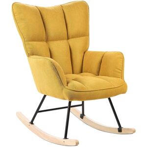 BELIANI Rocking Chair OULU Fabric Yellow BELIANI Rocking Chair OULU Fabric Yellow