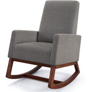 Costway - Modern Rocking Chair Upholstered Fabric Armchair Accent Glider Rocker Chair Costway - Modern Rocking Chair Upholstered Fabric Armchair Accent Glider Rocker Chair