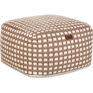 Beliani Beige Cotton Wool Square Footstool - 50x50x30cm Beliani Beige Cotton Wool Square Footstool - 50x50x30cm