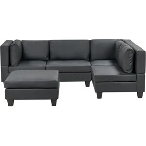 BELIANI Modular Corner Sofa 4 Seater UNSTAD Faux Leather Black Left Hand BELIANI Modular Corner Sofa 4 Seater UNSTAD Faux Leather Black Left Hand
