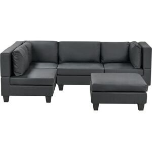 BELIANI Modular Corner Sofa 4 Seater UNSTAD Faux Leather Black Right Hand BELIANI Modular Corner Sofa 4 Seater UNSTAD Faux Leather Black Right Hand