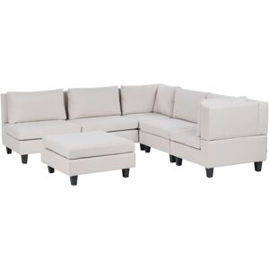BELIANI Modular Corner Sofa 5 Seater UNSTAD Fabric Light Beige with Ottoman Left Hand BELIANI Modular Corner Sofa 5 Seater UNSTAD Fabric Light Beige with Ottoman Left Hand