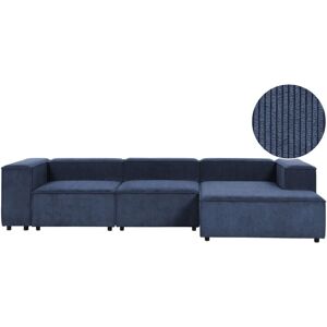 BELIANI Modular Corner Sofa 4 Seater ARDAL Corduroy Dark Blue Left Hand BELIANI Modular Corner Sofa 4 Seater ARDAL Corduroy Dark Blue Left Hand