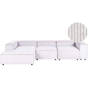 BELIANI Modular Corner Sofa 4 Seater ARDAL Corduroy Off-White Right Hand BELIANI Modular Corner Sofa 4 Seater ARDAL Corduroy Off-White Right Hand