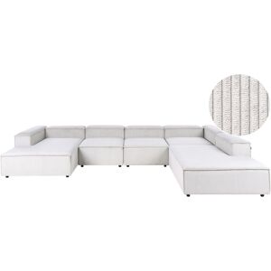 BELIANI Modular Corner Sofa 5 Seater ARDAL Corduroy Off-White Left Hand BELIANI Modular Corner Sofa 5 Seater ARDAL Corduroy Off-White Left Hand