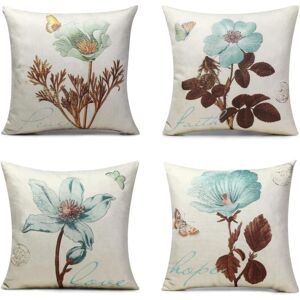 Coavas - Monkeysell Set of 4 Throw Pillow Covers 18x18, Decorative Floral Linen Cushion Covers for Living Room Bedroom Sofa Chair Bed Home Outdoor, Coavas - Monkeysell Set of 4 Throw Pillow Covers 18x18, Decorative Floral Linen Cushion Covers for Living Room Bedroom Sofa Chair Bed Home Outdoor,