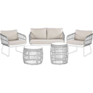 Beliani Ravello Beige Outdoor Cushion Cover Set - Rectangular UV Resistant Polyester Beliani Ravello Beige Outdoor Cushion Cover Set - Rectangular UV Resistant Polyester