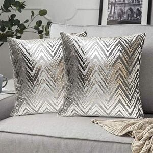 MEMKEY Pack of 2 Cushion Covers Pillowcase Modern Style Pillow Protector Decoration Home Living Room Bedroom for Sofa Office Chair Size 45 x 45 cm, Silver MEMKEY Pack of 2 Cushion Covers Pillowcase Modern Style Pillow Protector Decoration Home Living Room Bedroom for Sofa Office Chair Size 45 x 45 cm, Silver