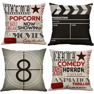 Héloise - Pillow Case, Set of 4 Cotton and Linen Printed Retro Movie Square Cushion Cover for Bed Car Home Sofa 45 x 45 cm Héloise - Pillow Case, Set of 4 Cotton and Linen Printed Retro Movie Square Cushion Cover for Bed Car Home Sofa 45 x 45 cm
