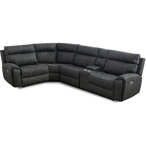 Furniture One - Power Corner Recliner Sofa Set Dark Grey - 4 Seater With Cup Holders Furniture One - Power Corner Recliner Sofa Set Dark Grey - 4 Seater With Cup Holders