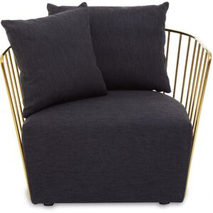 Premier Housewares Interiors by Premier Black Fabric Chair, Gold Finish Steel Frame Accent Chair, Lounge Chair with 2 Cushions, Armchair for Home Premier Housewares Interiors by Premier Black Fabric Chair, Gold Finish Steel Frame Accent Chair, Lounge Chair with 2 Cushions, Armchair for Home