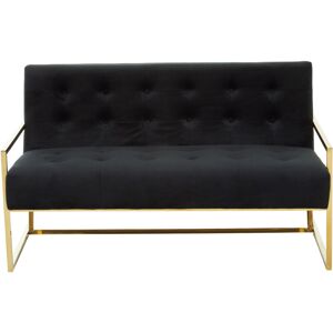 Premier Housewares - Interiors by Premier Two Seat Black Velvet Sofa, Deep Button Tufting, Foam Padded Seat and Back, Sleek Metal Frame, Glam Appeal Premier Housewares - Interiors by Premier Two Seat Black Velvet Sofa, Deep Button Tufting, Foam Padded Seat and Back, Sleek Metal Frame, Glam Appeal