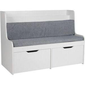 Relaxdays children's storage bench, HxWxD: 70 x 100 x 45 cm, reading seat, 2 drawers, book holder, cushion, white/grey Relaxdays children's storage bench, HxWxD: 70 x 100 x 45 cm, reading seat, 2 drawers, book holder, cushion, white/grey