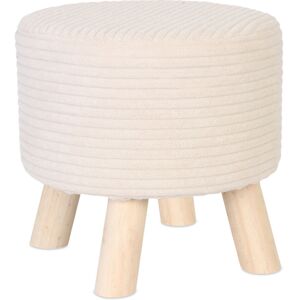 Relaxdays Cord Ottoman, Wooden Legs, Cushioned, H x D: 30 x 30 cm, Round Pouffe, Footrest, Living Room, Beige/Natural Relaxdays Cord Ottoman, Wooden Legs, Cushioned, H x D: 30 x 30 cm, Round Pouffe, Footrest, Living Room, Beige/Natural