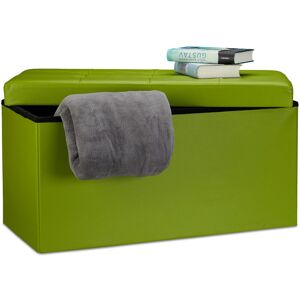 Folding Storage Bench, Faux Leather, 38 x 78 x 38 cm, Foldable Footstool Ottoman, 300kg, 2-Seater, Green - Relaxdays Folding Storage Bench, Faux Leather, 38 x 78 x 38 cm, Foldable Footstool Ottoman, 300kg, 2-Seater, Green - Relaxdays