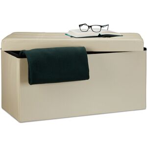 Folding Storage Bench, Faux Leather, 38 x 78 x 38 cm, Foldable Footstool Ottoman, 300kg, 2-Seater, Cream - Relaxdays Folding Storage Bench, Faux Leather, 38 x 78 x 38 cm, Foldable Footstool Ottoman, 300kg, 2-Seater, Cream - Relaxdays