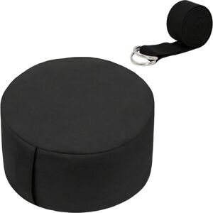 Relaxdays Meditation Cushion Set, with Yoga Strap, Mindfulness, Floor Cushion, Washable Cover, H 13x33 cm, Cotton, Black Relaxdays Meditation Cushion Set, with Yoga Strap, Mindfulness, Floor Cushion, Washable Cover, H 13x33 cm, Cotton, Black