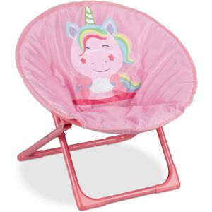 Relaxdays - Moon Chair Kids, Foldable, Indoor, Camping Seat for Boys & Girls, HxWxD 47 x 50 x 48 cm, Unicorn, Pink Relaxdays - Moon Chair Kids, Foldable, Indoor, Camping Seat for Boys & Girls, HxWxD 47 x 50 x 48 cm, Unicorn, Pink