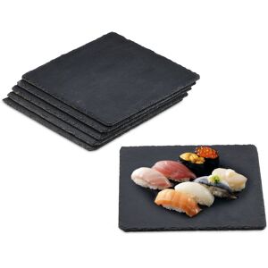 Relaxdays Slate Plates, Set of 6, Square Serving Platters, 25 x 25 cm, Cheese Board, for Sushi & Desserts, Dark Grey Relaxdays Slate Plates, Set of 6, Square Serving Platters, 25 x 25 cm, Cheese Board, for Sushi & Desserts, Dark Grey