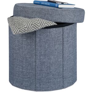 Relaxdays Round Storage Ottoman, Lidded Footstool, Padded Storage Seat, HWD: 38x38x38 cm, Dark Grey Relaxdays Round Storage Ottoman, Lidded Footstool, Padded Storage Seat, HWD: 38x38x38 cm, Dark Grey