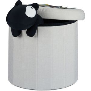 Round Storage Ottoman Size l, Lidded Footstool, Padded Storage Seat, hwd: 43x45x45 cm, Cream - Relaxdays Round Storage Ottoman Size l, Lidded Footstool, Padded Storage Seat, hwd: 43x45x45 cm, Cream - Relaxdays