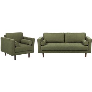 Beliani Sofa Set Green Fabric Upholstered 3 Seater - Living Room Beliani Sofa Set Green Fabric Upholstered 3 Seater - Living Room