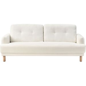 Beliani 3 Seater Sofa Off-White Polyester Fabric Wooden Legs - Sofa Beliani 3 Seater Sofa Off-White Polyester Fabric Wooden Legs - Sofa