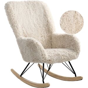 BELIANI Rocking Chair AKRA Faux Fur Light Beige BELIANI Rocking Chair AKRA Faux Fur Light Beige