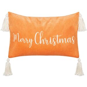 Beliani Lithops Orange Velvet Cushion - Christmas Motif - 30x50cm Beliani Lithops Orange Velvet Cushion - Christmas Motif - 30x50cm