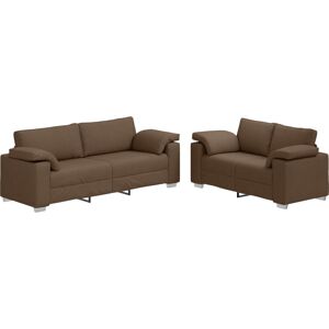 Sofa Set 2 pcs Brown 219 x 77 x 82 cm Fabric vidaXL Sofa Set 2 pcs Brown 219 x 77 x 82 cm Fabric vidaXL