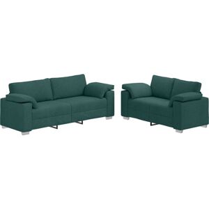 Sofa Set 2 pcs Dark Green 219 x 77 x 82 cm Fabric vidaXL Sofa Set 2 pcs Dark Green 219 x 77 x 82 cm Fabric vidaXL