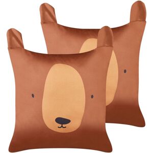 Beliani Kid's Bear Pattern Brown Cotton 45x45cm Cushions - Decor Beliani Kid's Bear Pattern Brown Cotton 45x45cm Cushions - Decor