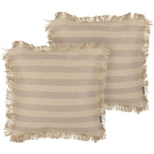 Beliani Set of 2 Decorative Cushions - Beige Jute 45x45cm Beliani Set of 2 Decorative Cushions - Beige Jute 45x45cm