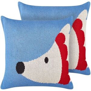 Beliani Kids Blue Cotton Cushions - Hedgehog Pattern - 45x45cm Decor Beliani Kids Blue Cotton Cushions - Hedgehog Pattern - 45x45cm Decor