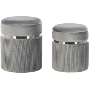 BELIANI Set of 2 Storage Pouffes CAMDENTON Velvet Light Grey BELIANI Set of 2 Storage Pouffes CAMDENTON Velvet Light Grey