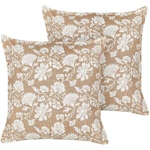 Beliani Cotton Floral Throw Pillows - 45x45cm Square Set of 2 Beliani Cotton Floral Throw Pillows - 45x45cm Square Set of 2