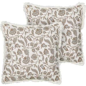 Beliani Cotton Floral Square Cushion Set - 45x45cm Beliani Cotton Floral Square Cushion Set - 45x45cm