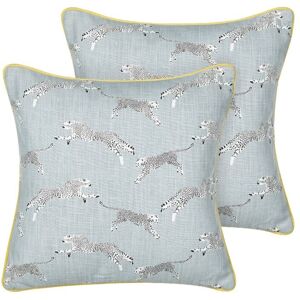 Beliani Set of 2 Cushions - Cheetah Pattern, Cotton, Grey Beliani Set of 2 Cushions - Cheetah Pattern, Cotton, Grey