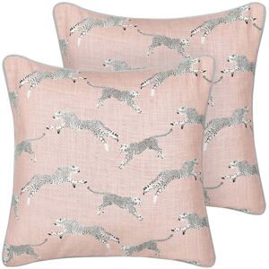 Beliani Set of 2 Cushions Pink Cheeta Pattern 45x45cm - Cushion Beliani Set of 2 Cushions Pink Cheeta Pattern 45x45cm - Cushion
